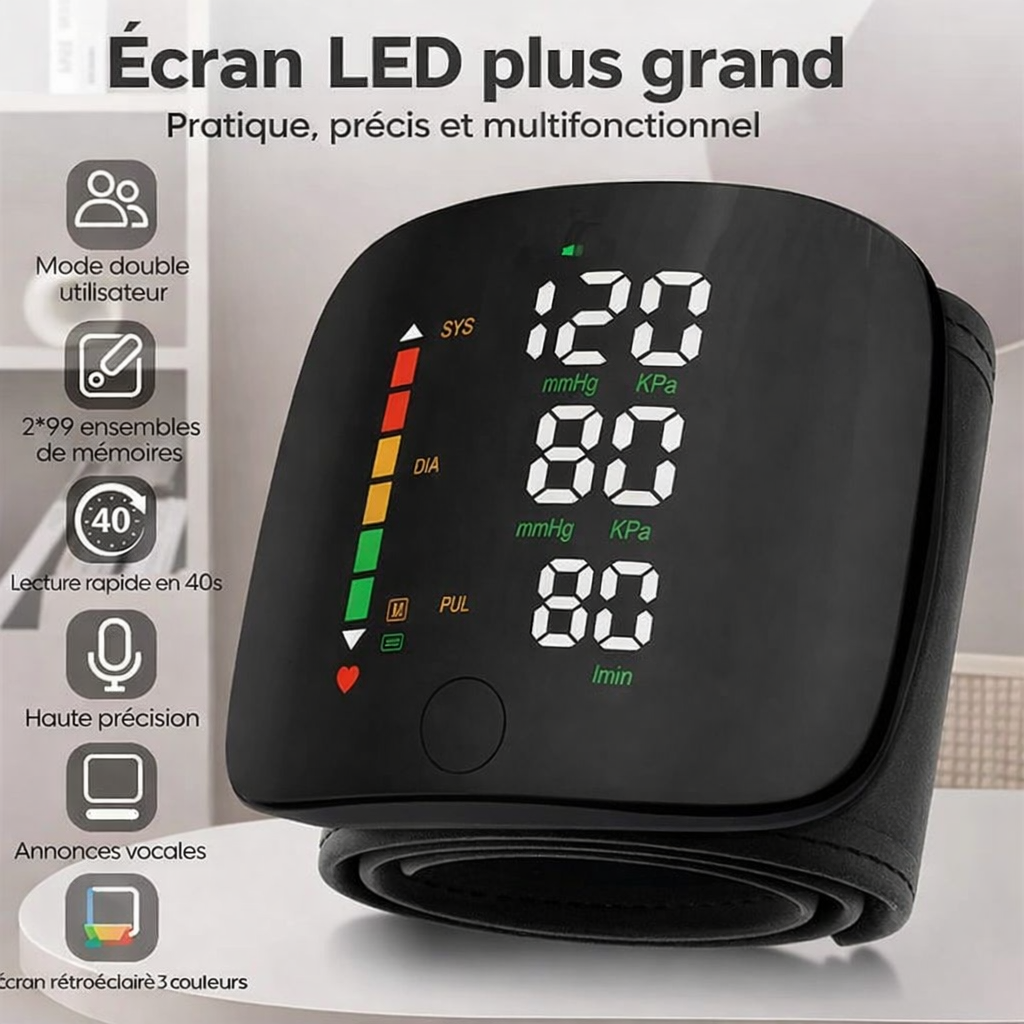 Vitalys : Tensiomètre de poignet tactile rechargeable